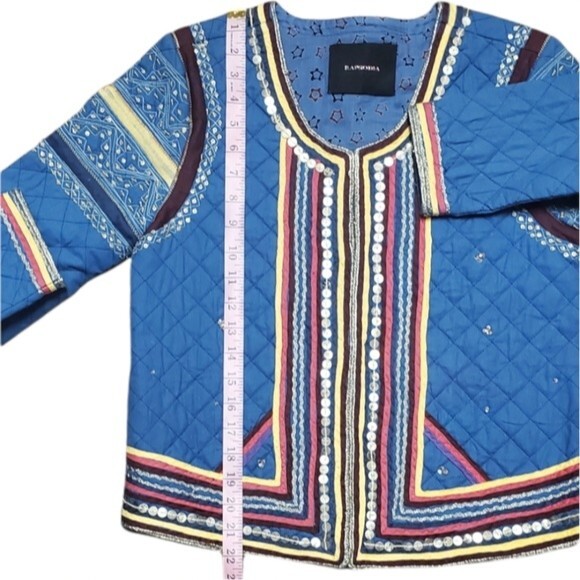 Rapsodia Quilted Embroidered Modelo/Art Artsy Granny Sequined Blue Jacket - Picture 10 of 14